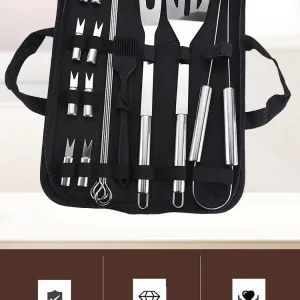 Set de 16 herramientas de acero inoxidable para BBQ de alta calidad