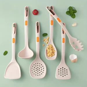 Set de utensilios de cocina de silicona antideslizante y reutilizable para chefs modernos