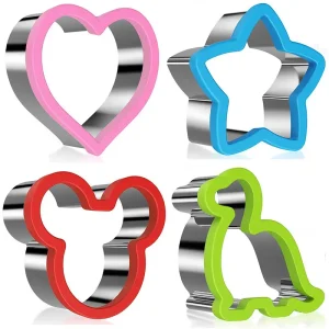 Set de 4 Moldes Cortadores de Sándwich de Acero Inoxidable para Comidas Creativas