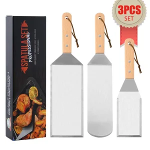 Set de 3 Palas de Acero Inoxidable para Parrilla de Alta Calidad
