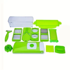 Picador y Rebanador 12 en 1 para Frutas y Verduras con Contenedor