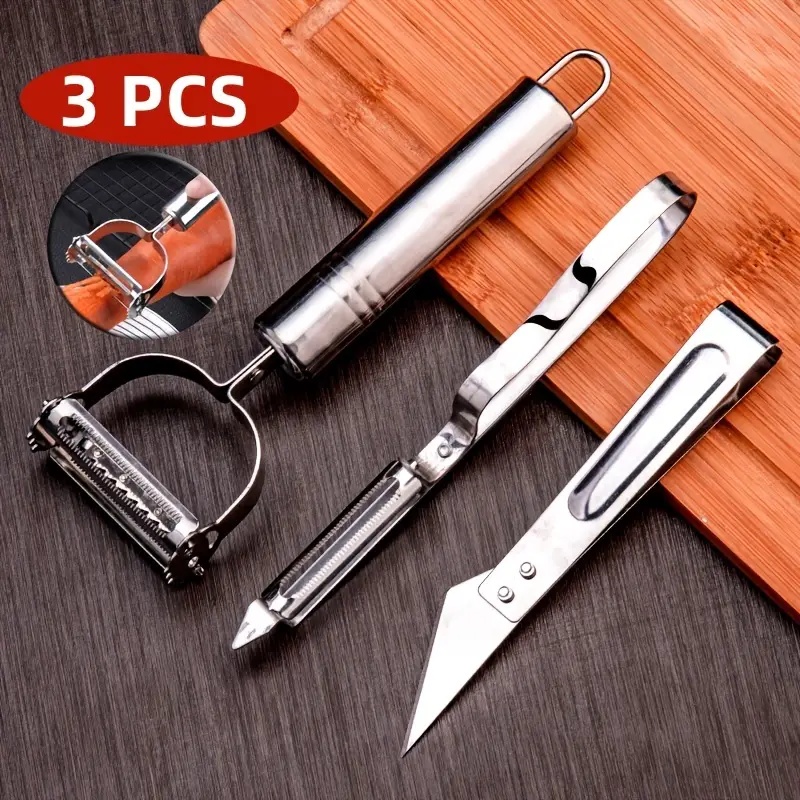 Set de 3 peladores de verduras de acero inoxidable para una cocina eficiente