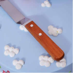 Espátula de Acero Inoxidable de 10" con Mango de Madera para Cocinar