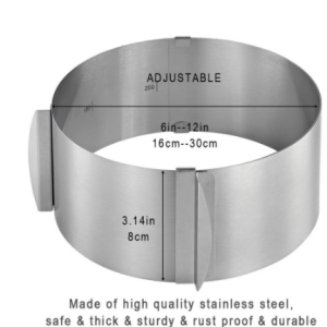 Molde Silicón Ajustable para Pasteles de Acero Inoxidable 6 a 12 Pulgadas