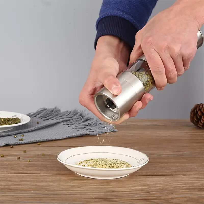 Molino de Sal y Pimienta 2 en 1 Acero Inoxidable y Acrílico para Cocinas Modernas