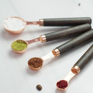 Set de 4 cucharas medidoras de acero inoxidable para repostería y cocina