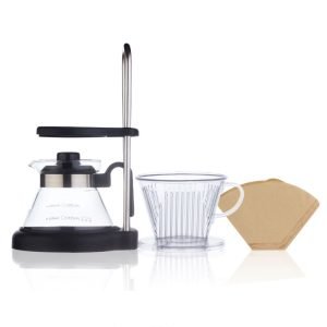 Molinillo de café de mano de vidrio con filtro y jarra de resina para café fresco