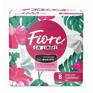Toallas Femeninas Fiore Anatómicas Sin Alas 8 Unidades para Comodidad Diaria