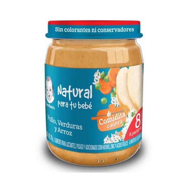 Alimento Infantil Gerber Etapa 3 Verdura, Pollo y Arroz 170 g para Bebés