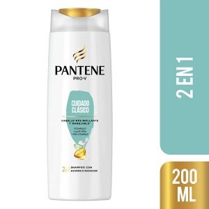 Shampoo Pantene 2 en 1 Cuidado Clásico 200 ml para Cabello Saludable y Brillante