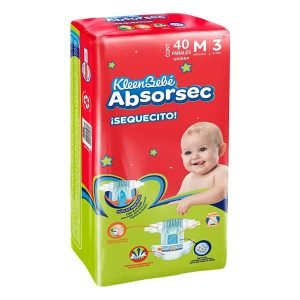 Pañales Desechables Kleen Bebé Absorbsec Ultra Mediano 40 Unidades