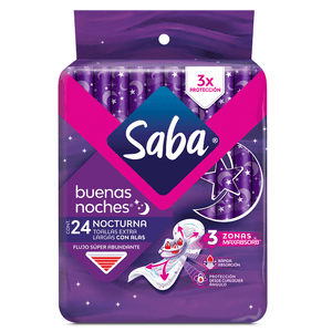 Toalla Femenina Saba Buenas Noches 24 Unidades para Tu Comodidad Nocturna