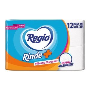 Papel Higiénico Regio Rinde+ 300 HD 12 Unidades Suave y Resistente