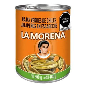 Chiles La Morena Jalapeños en Rajas Verdes 800 g Sabor Mexicano