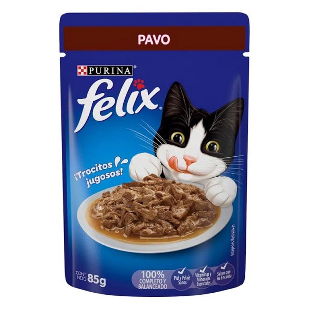 Alimento Húmedo para Gatos Félix Pavo 85 g Nutrición Balanceada