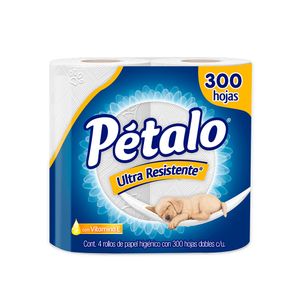 Papel Higiénico Pétalo Ultra Resistente 300 Hojas 4 Rollos