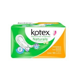 Toallas Femeninas Kotex Natural Flex Manzanilla 10 Unidades Sin Alas