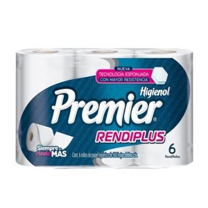 Papel Higiénico Premier Rendiplus 500 Hojas Dobles 6 Uni para el Hogar