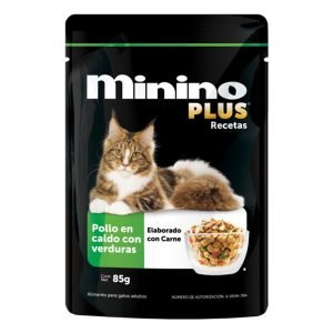 Alimento Húmedo para Gatos Minino Plus Pollo en Caldo con Verduras 85 g