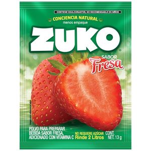Bebida en Polvo Zuko Sabor Fresa 13 g Refrescante y Deliciosa