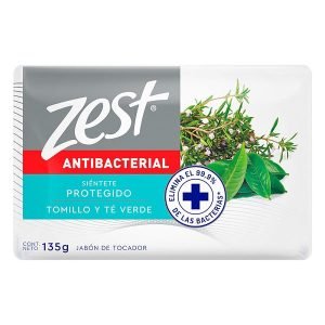 Jabón Antibacterial Zest con Tomillo y Té Verde 135 g para Cuidado Personal