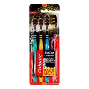 Cepillo Dental Colgate Zigzag Charcoal Pack 4 Unidades para una Sonrisa Brillante