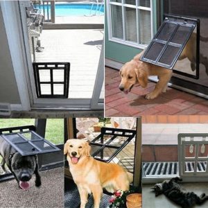 Puerta mosquitera para mascotas con marco de aluminio